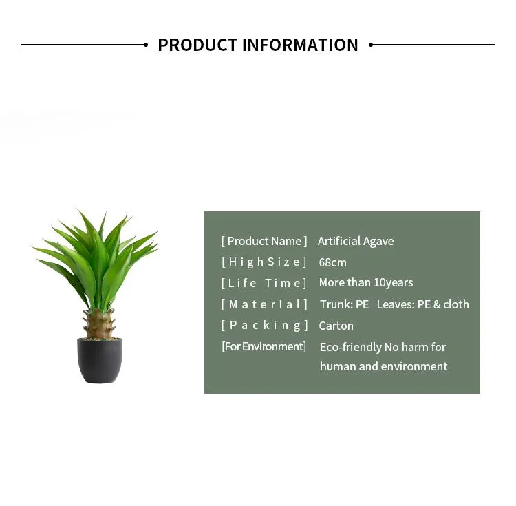 Hot Selling Plastic Agave Shrubs Decorative Artificial Agave Bonsai Plant Sale