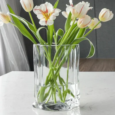 Glas unregelmäßige dekorative Vase Blumen Pflanzenbehälter Ci22603