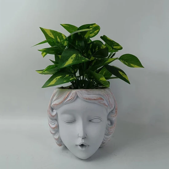 Angepasst Nordic Stil Zu Hause Dekorative Zement Menschliches Gesicht Figur Kopf Blumentopf Desktop Dekor Pflanzer Blumentöpfe