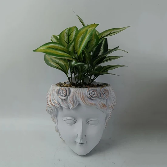 Maßgeschneiderte Indoor-Garten-Blumentöpfe mit menschlichem Kopf und Gesicht, Zement-Pflanztöpfe für Pflanzen
